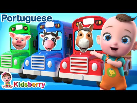 🚌 🐷 Os Bichinhos no Ônibus 🐘 Canção Infantil com Sons de Animais 🐯 🚍 | Kidsberry em Portuguêse