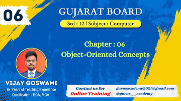 Chapter 6: Object-Oriented Concepts | Gujarat Board Class 12 Computer Science | #gseb #java #oop