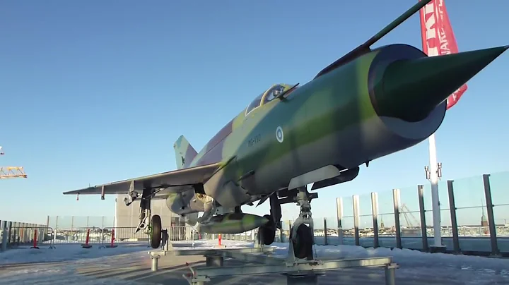 Fighter at verkkokauppa.com sightseeing terrace, Helsinki, FInland