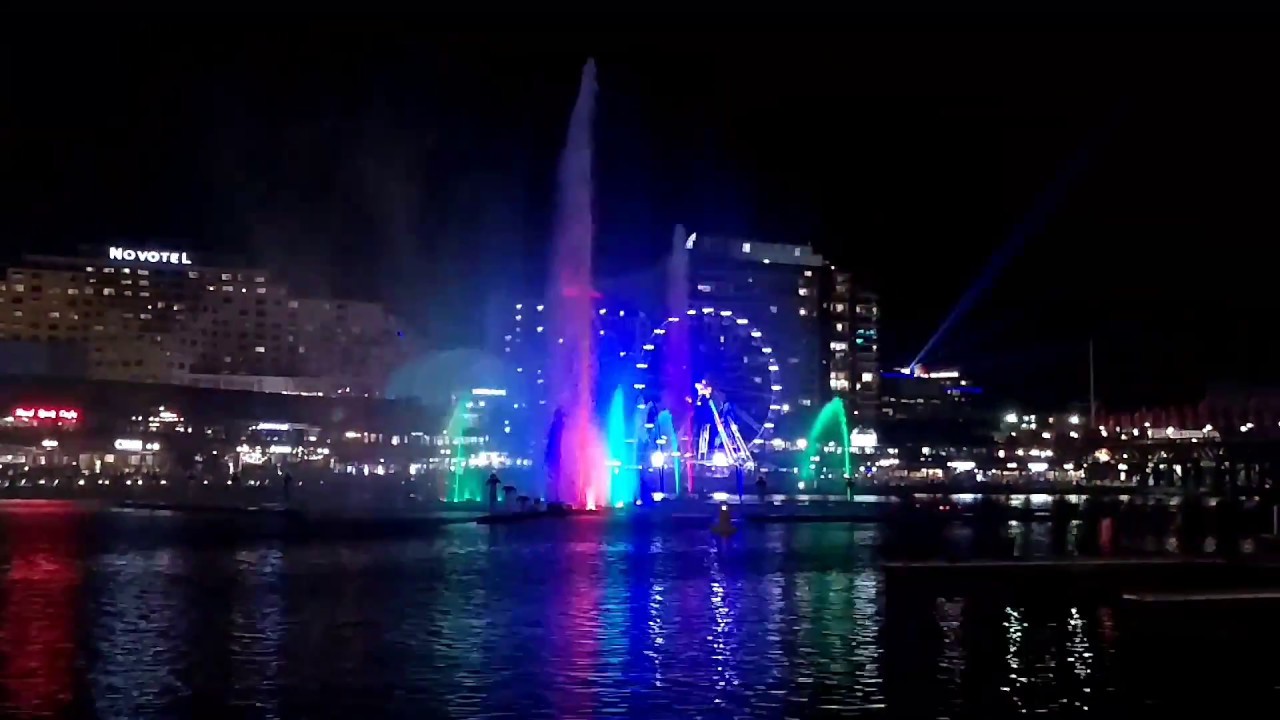 Stunning water projections in Darling Harbour YouTube