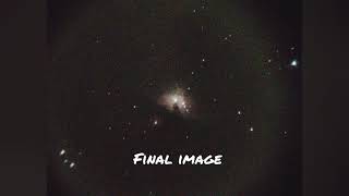 Orion nebula through Astromaster 70az telescope.(Very short exposure image )