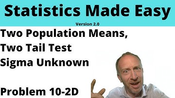 Statistics Module 10 V2 - Two Population Means, Two Tail Test, Sigma Unknown, Problem 10-2D