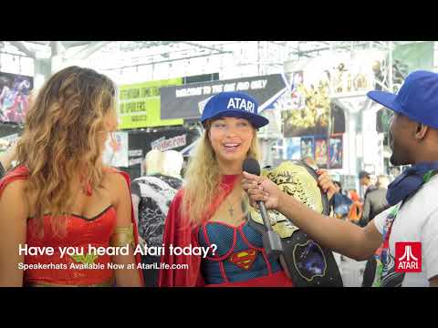 Superfans check out the Atari Speakerhats at NYCC with Hot 97's Hip Hop Gamer