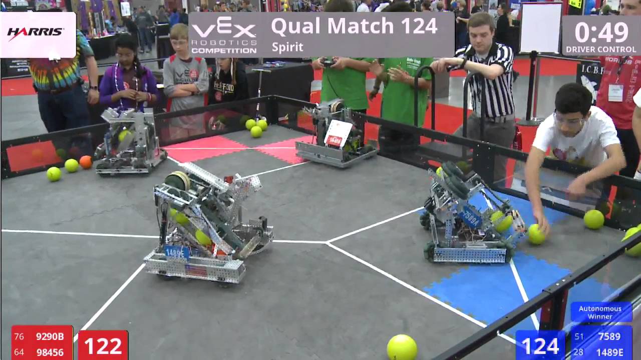 VEX Worlds 2016 - VRC Middle School - Spirit - Qual 124 (9290B 98456) 182 vs 112 (7589 1489E)