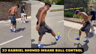JJ Gabriel insane skills as he kick ups Tennis Ball on his way to the gym