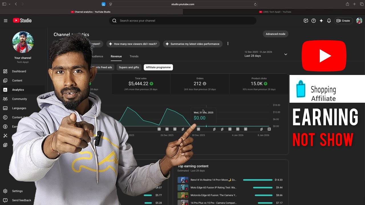 Youtube Shopping Affiliate Earning Not Showing!