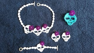 crochet, calaveritas a crochet (gargantilla, pulsera, pendientes) crochet, calaveritas a crochet (gargantilla, pulsera, pendientes)