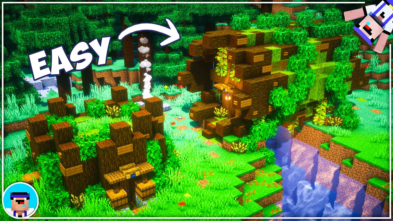 ⛏️ Minecraft : FALLEN Tree House 🏡 [ Build Tutorial for Survival ...
