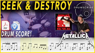 Seek & Destroy - Metallica | DRUM SCORE Sheet Music Play-Along | DRUMSCRIBE