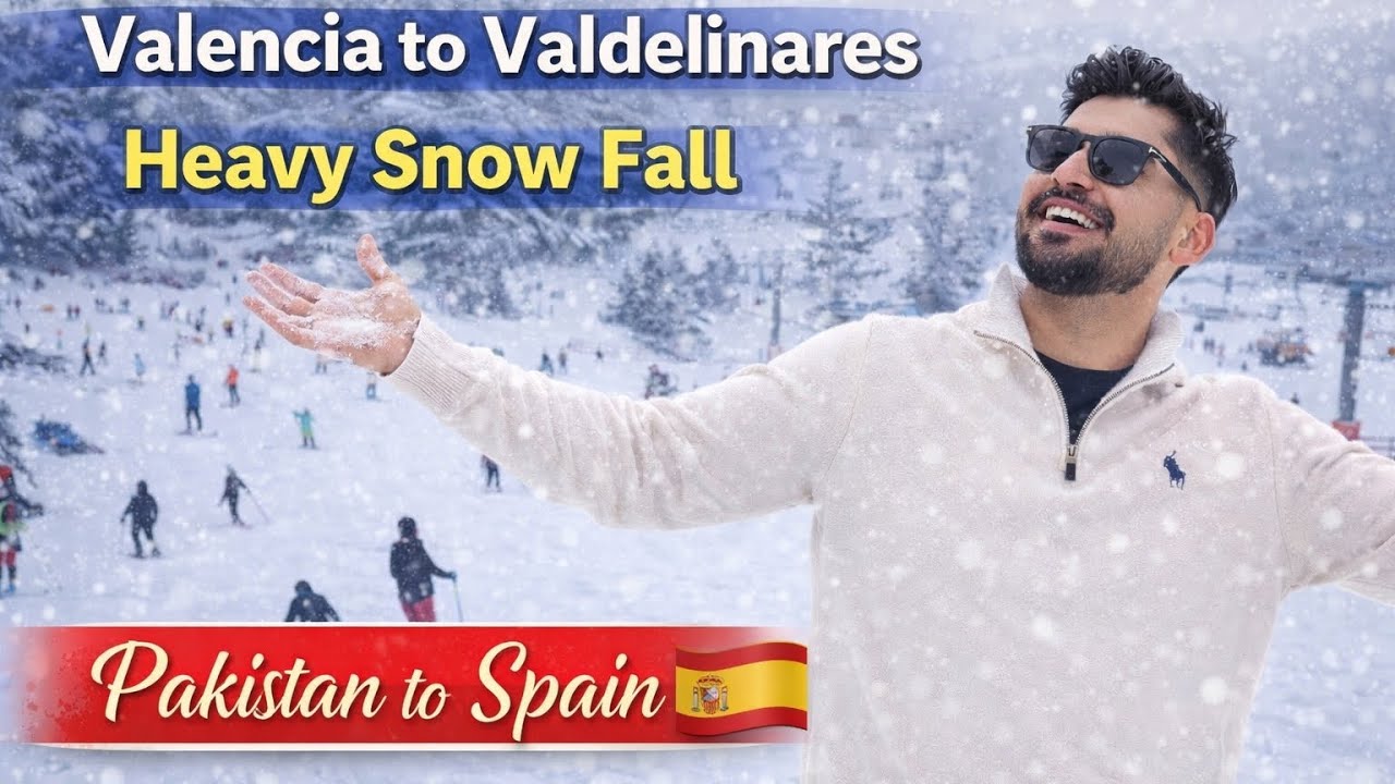 Heavy Snow Fall & Ski | Pakistan to spain Valdelinares | Urdu Hindi Vlog | Valencia to Valdelinares