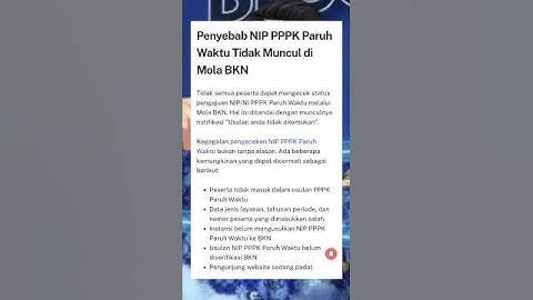 PENYEBAB NIP PPPK PARUH WAKTU TIDAK MUNCUL DI MOLA