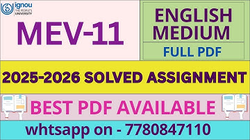 MEV11 Solved Assignment 2025-2026 | Latest IGNOU Assignment Solution
