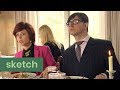 Eten in een tweesterrenrestaurant  sketch  het klokhuis