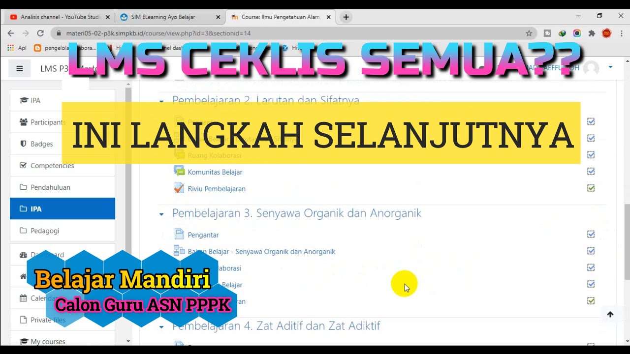 LANGKAH SETELAH LMS PPPK CEKLIST SEMUA & PROGRES 100% || BELAJAR MANDIRI CALON GURU ASN PPPK/P3K