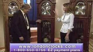 This video features three sale clocks for a particular month. All wood no veneers, beveled glass, German movements, free in home 