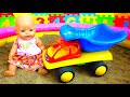 Funny learning with Baby dolls and sand molds