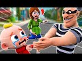 Smart baby vs bad thief   stranger danger song  new funny nursery rhymes for kids