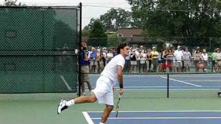 Federer Wins the Point with His Backhand (Slow Motion)