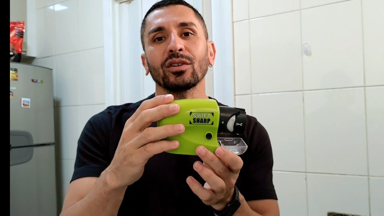 Testando o amolador e afiador de facas, tesouras e ferramentas da shopee