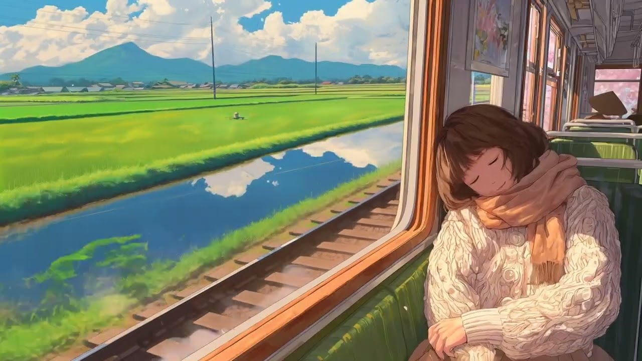 🌸 (Changing Scenery) Cherry Blossom Train Ride Lofi | Lofi beats to relax/study to