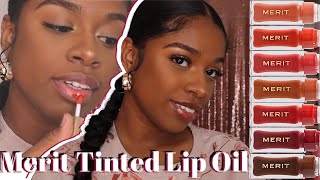 MERIT Shade Slick Tinted Lip Oil Try On Haul - Best Lip Oil of 2022??