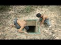 Men Living Off Grid, Build The Most Secret Basement Underground Villa for Living in the Wild