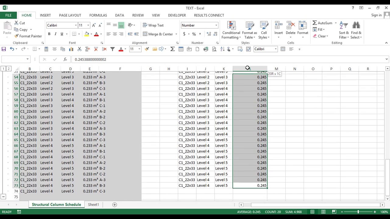 revit import excel