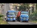 Mitsubishi Fuso Trailer Truck Heavy Load On High Climb - Fuso super great on streets Indonesia