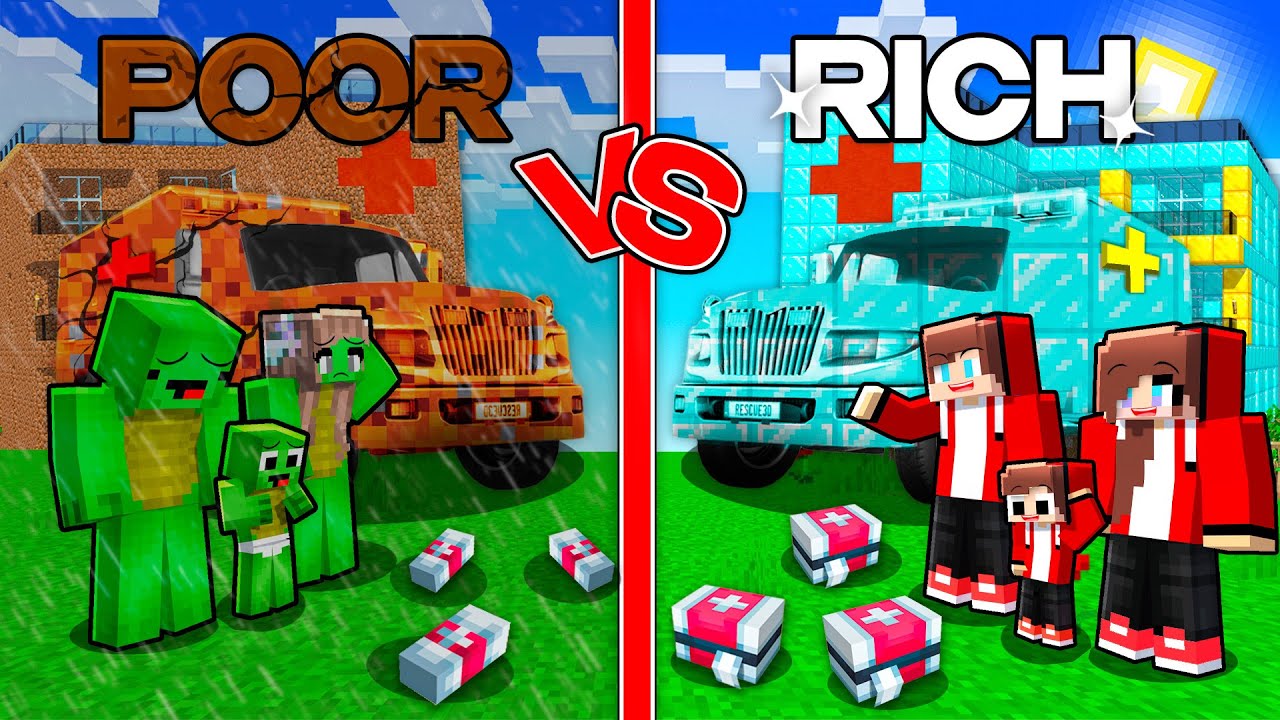 Mikey & JJ Families OPEN Poor VS Rich HOSPITAL in Minecraft Challenge from Maizen