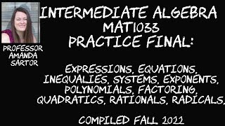 Intermediate Algebra MAT1033 Practice Final Questions 1-5