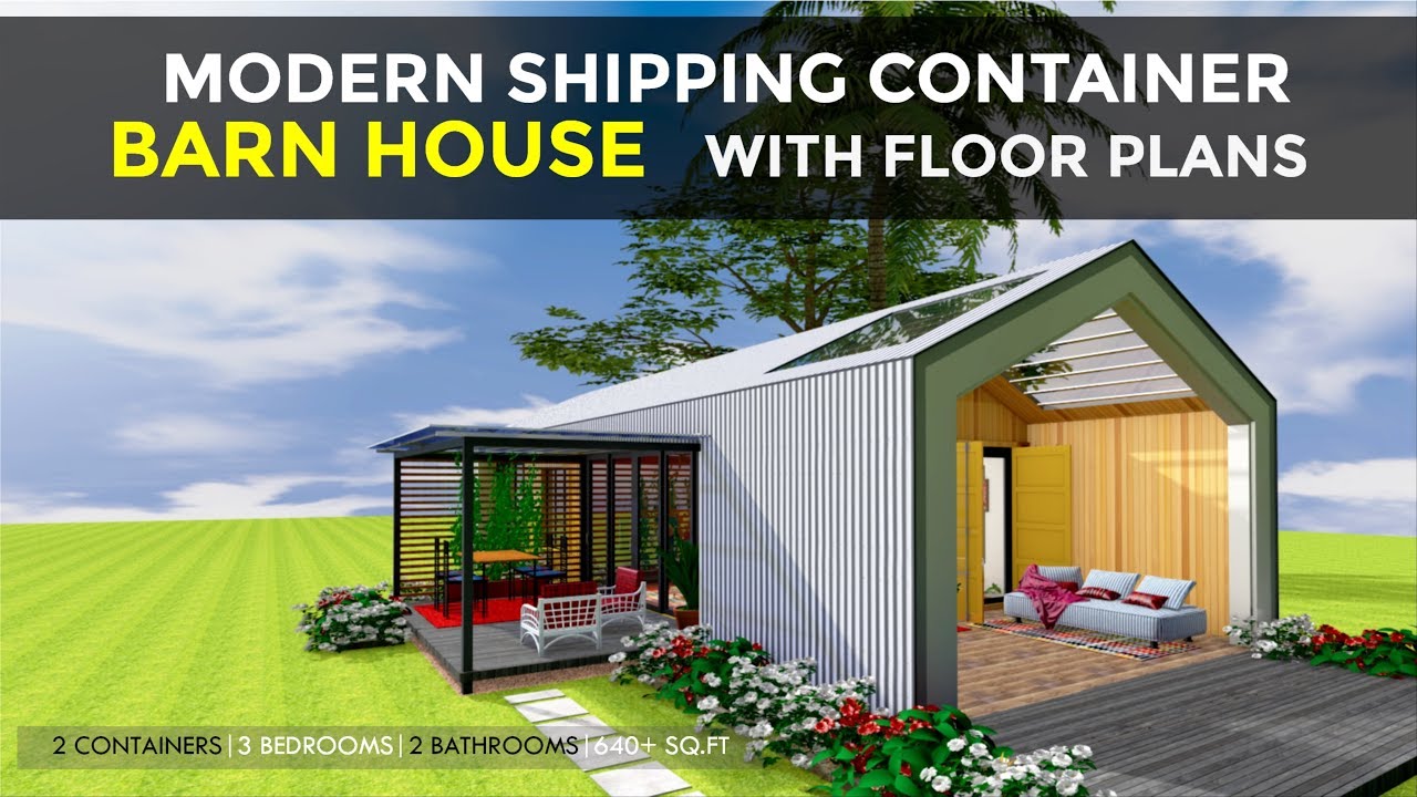 Modern Shipping Container 3 Bedroom Barn House Design 