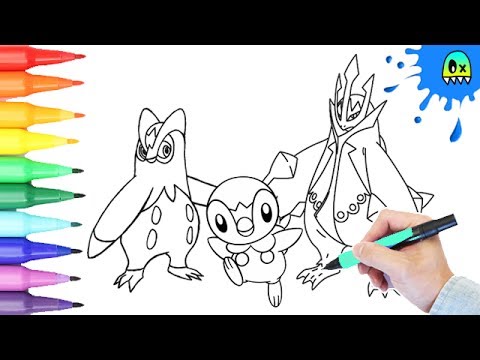 Pokemon Coloring Piplup Evolution I Fun Coloring Videos for Kids - YouTube