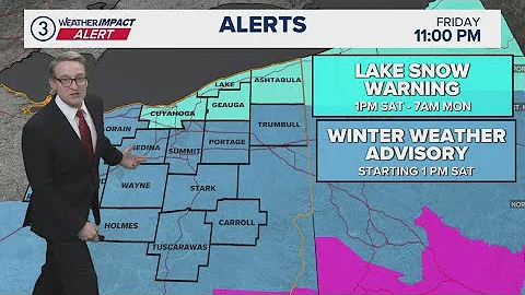 Weather Impact Alert in Northeast Ohio: Lake effect snow warnings, winter weather advisories issued