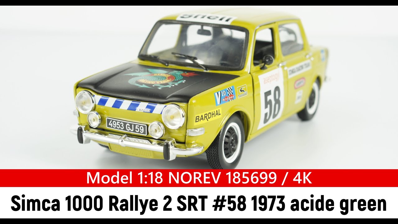 Model 1:18 Simca 1000 Rallye 2 SRT #58 1973 acide green NOREV