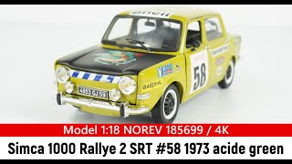 Model 1:18 Simca 1000 Rallye 2 SRT #58 1973 acide green NOREV