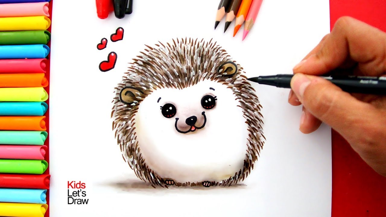 How to Draw a Cute HEDGEHOG Easy! | Drawings for Kids, Toddlers - thptnganamst.edu.vn