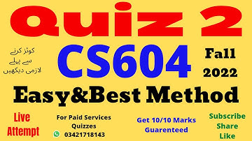 CS604 Quiz 2 Fall 2022 CS604 Quiz 2 Solution 2022 Count#1|cs604 quiz 2 2021|cs604 quiz 2 solution