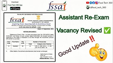 FSSAI ASSISTANT (Re-Exam) Vacancy Revised ✅ Good Update ✨ Must watch for aspirants