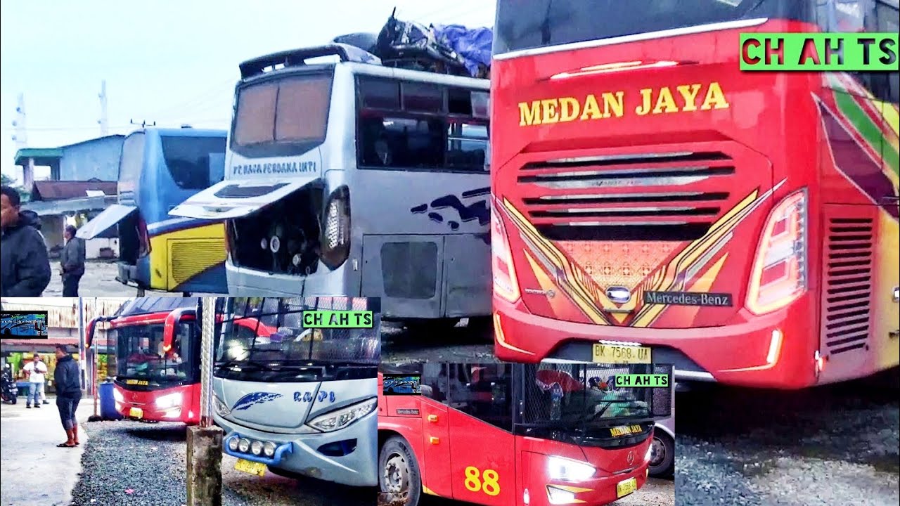 A,Bus Medan Jaya dan Bus Rapi di Rumah Makan Bambu Kuning Kandis - YouTube