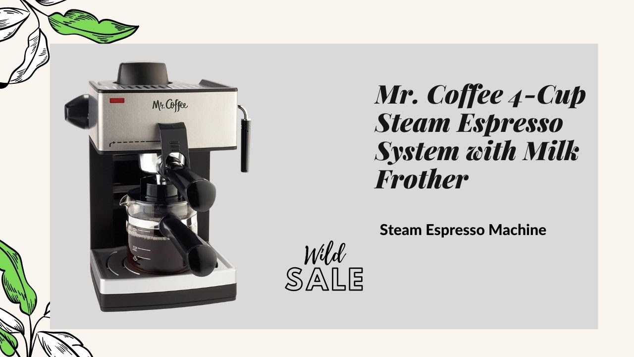 Mr. Coffee 4-Shot Steam Espresso & Cappuccino Coffee Maker with Frother  ECM160