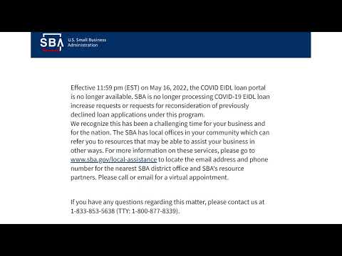 BREAKING! SBA COVID EIDL loan portal is no longer available ?