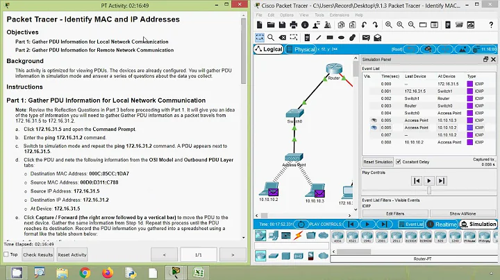 9.1.3 Packet Tracer - Identify MAC and IP Addresses