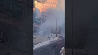 Incêndio junto a obras no metro do Areeiro em Lisboa