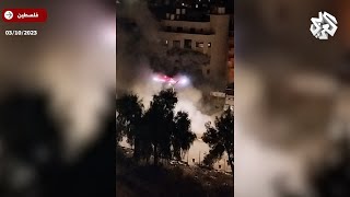 مشاهد من تفجير قوات الاحتلال الإسرائيلي لمنزل الأسير خالد خروشة في نابلس