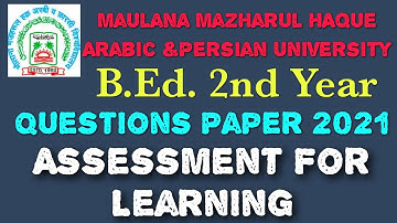 B.ed 2nd year Assessment For Learning course 9 previous year question paper 2021(MMHAPU)