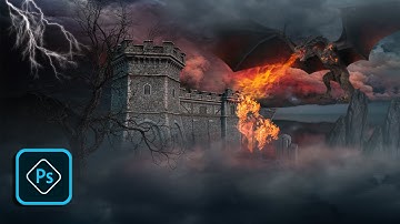 Photoshop Manipulation -  Dragon Attacking the Castle / Speed Art