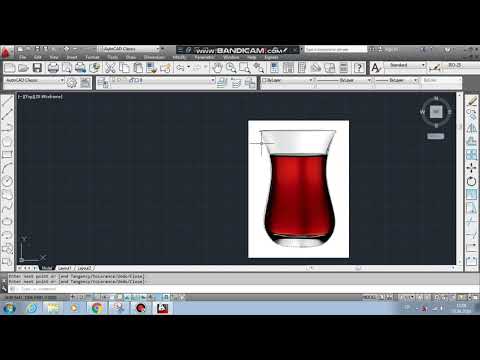 AutoCAD 3D Çay Bardağı Çizimi Fragman (Revolve - Spline Komutu)(drawing of 3D tea cup with autocad)