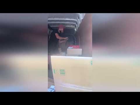 Shocking moment mum and DPD driver have argument in the back of the van over birthday present