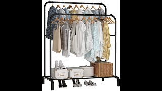 HOME CUBE Multipurpose Double Pole Clothes Rack with Bottom Shelves, Closet Organizer Coat Hanger