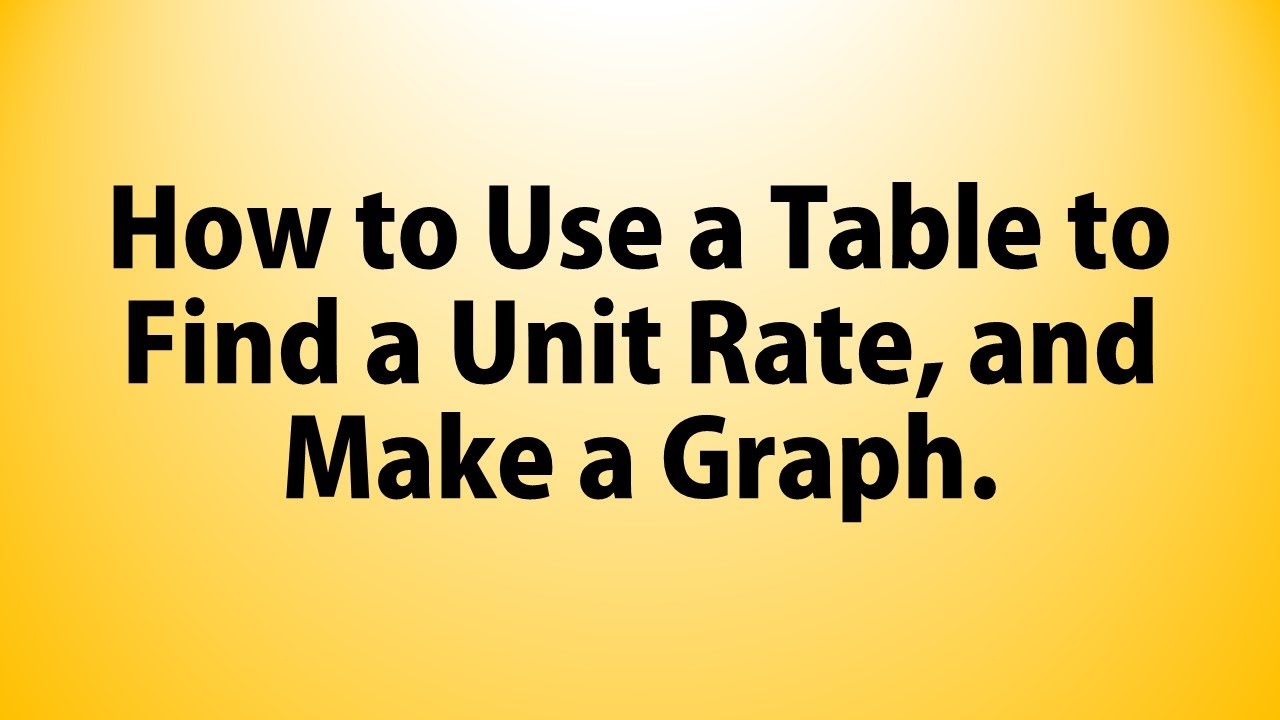 How to Use a Table to Find a Unit Rate and Make a Graph. - YouTube